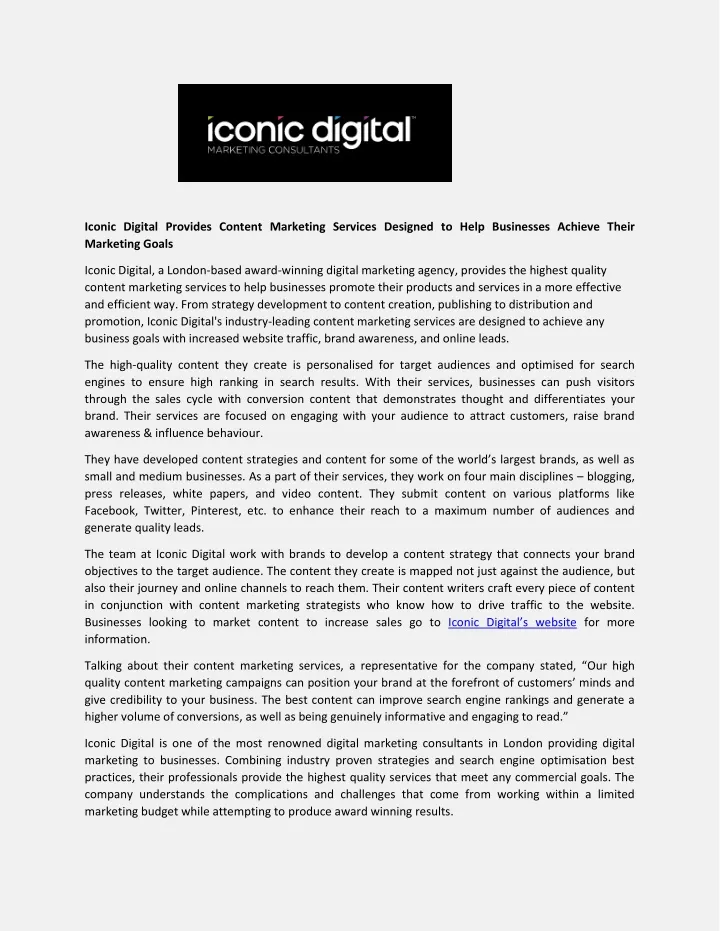 iconic digital provides content marketing