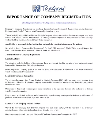 importance of company registration