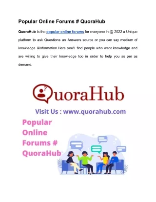 popular online forums quorahub