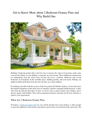get to know more about 2 bedroom granny flats