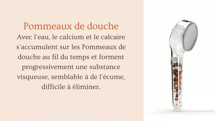 pommeaux de douche avec l eau le calcium