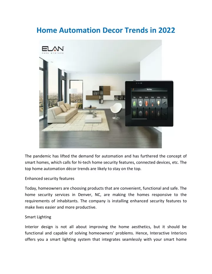 home automation decor trends in 2022