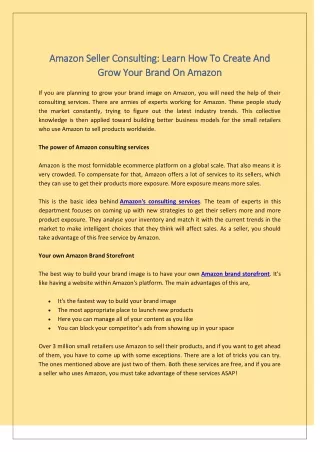 amazon seller consulting learn how to create