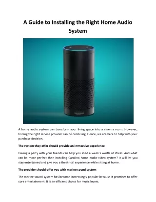 a guide to installing the right home audio system