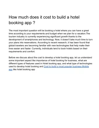 how much does it cost to build a hotel booking app