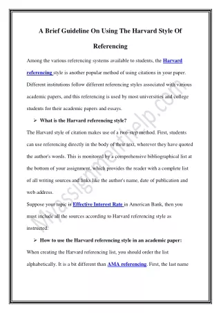 A Brief Guideline On Using The Harvard Style Of Referencing