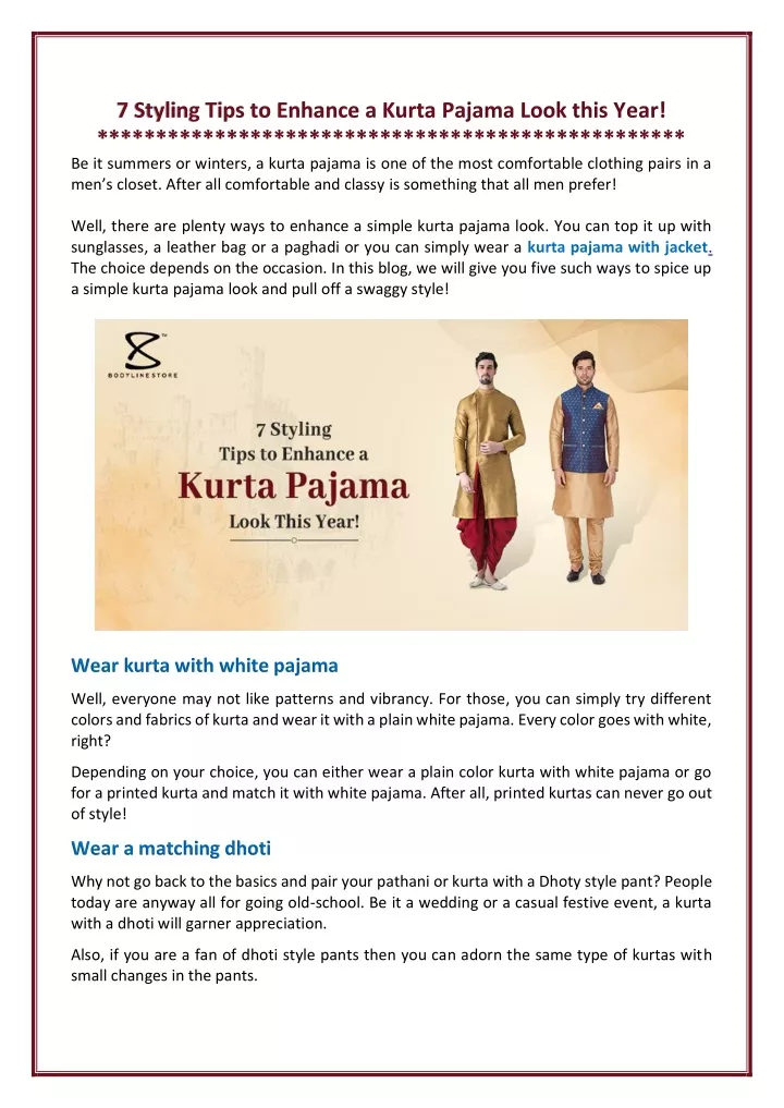 7 styling tips to enhance a kurta pajama look