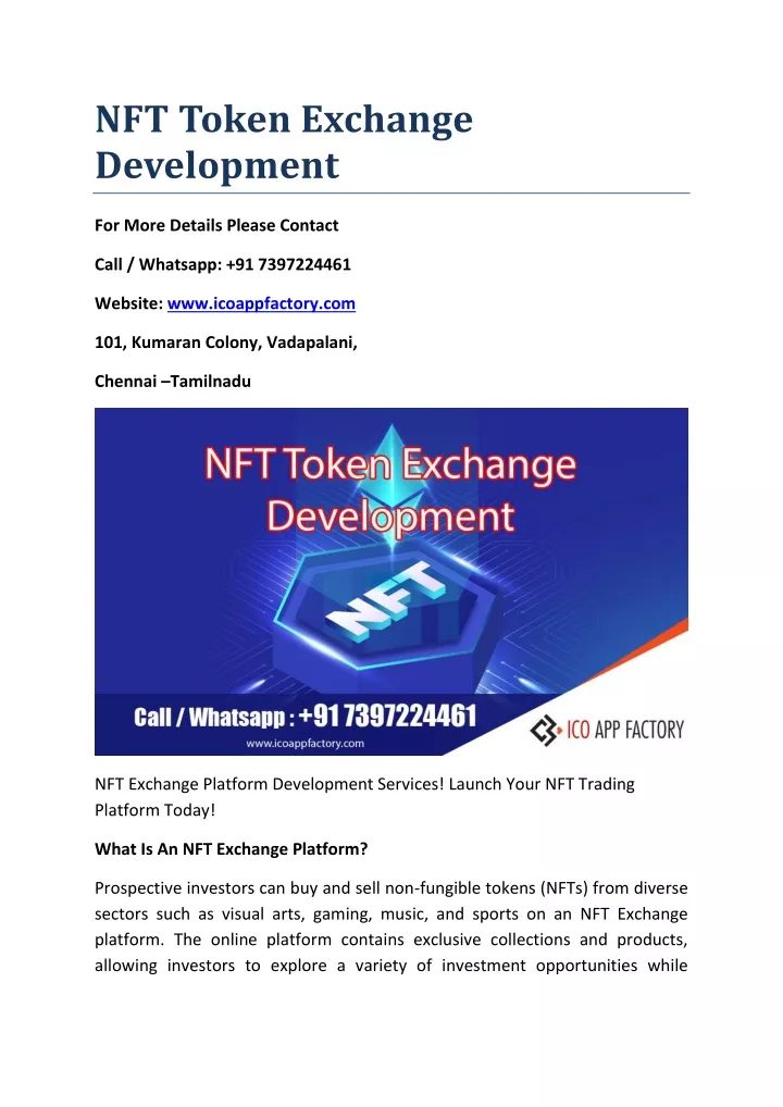 nft token exchange development