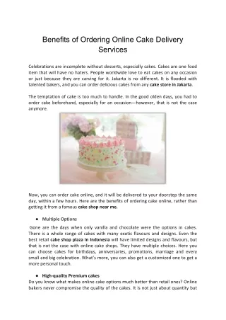 benefits of ordering online cake delivery services