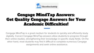 Cengage MindTap Answers - Get Quality Cengage Answers for Your Academic Difficulties!