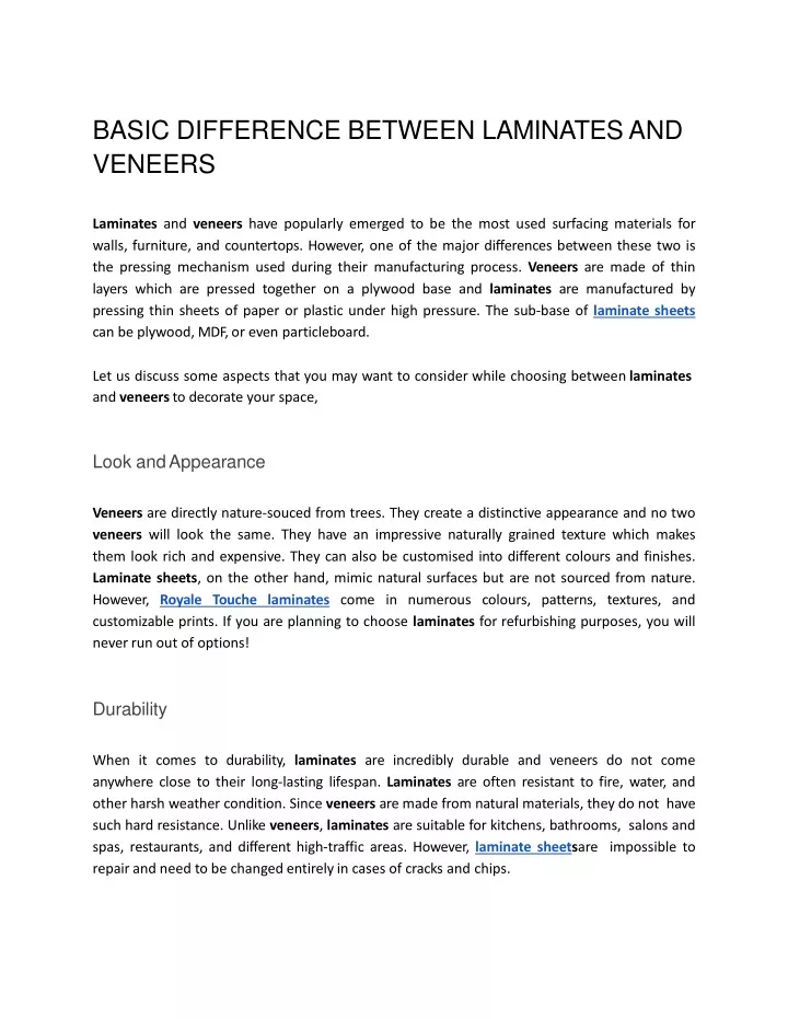 basic difference between laminates and veneers