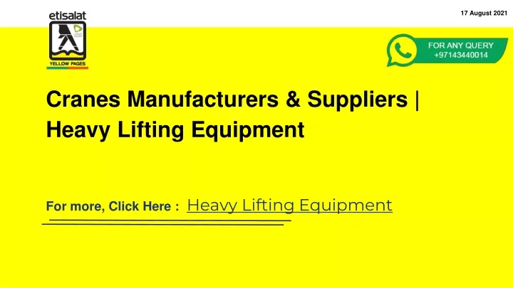 cranes manufacturers suppliers heavy lifting equipment