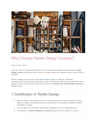 why choose textile design courses