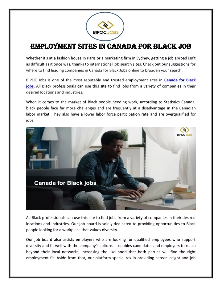 employment sites in canada for black