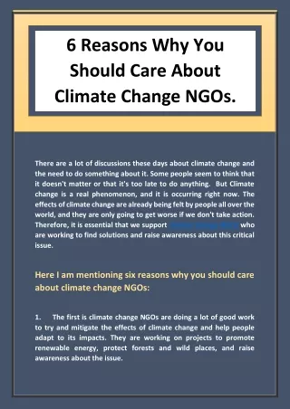 6 Reasons Why You Should Care About Climate Change NGOs.