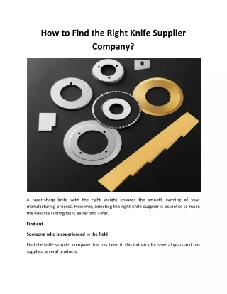 How to Find the Right Knife Supplier Company