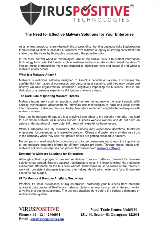 the need for effective malware solutions for your