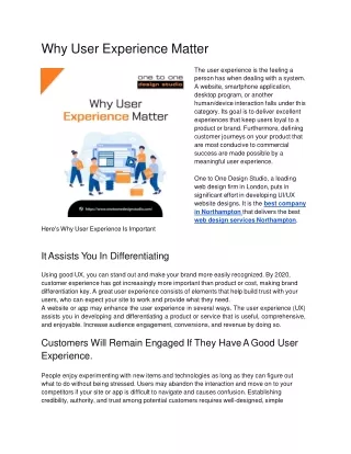 why user experience matter