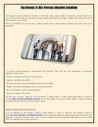 Top Reasons To Hire Overseas Education Consultant