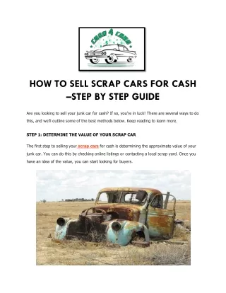 HOW TO SELL SCRAP CARS FOR CASH
