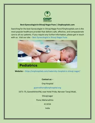 Best Gynecologist In Shivaji Nagar Pune  Onphospitals