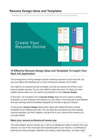 10Effective Resume Design Ideas & Templates To Inspire Your Next Job Application