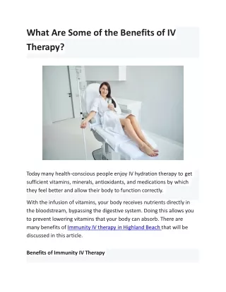 What Are Some of the Benefits of IV Therapy