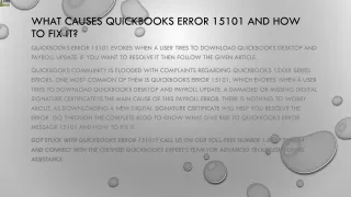 what causes quickbooks error 15101 and how to fix it