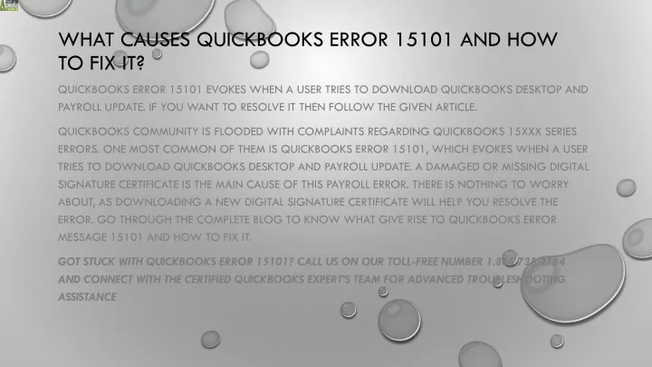 what causes quickbooks error 15101 and how to fix it