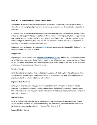 what are the benefits of using pruvit s ketone