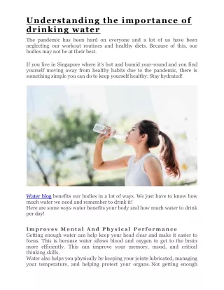 understanding the importance of drinking water