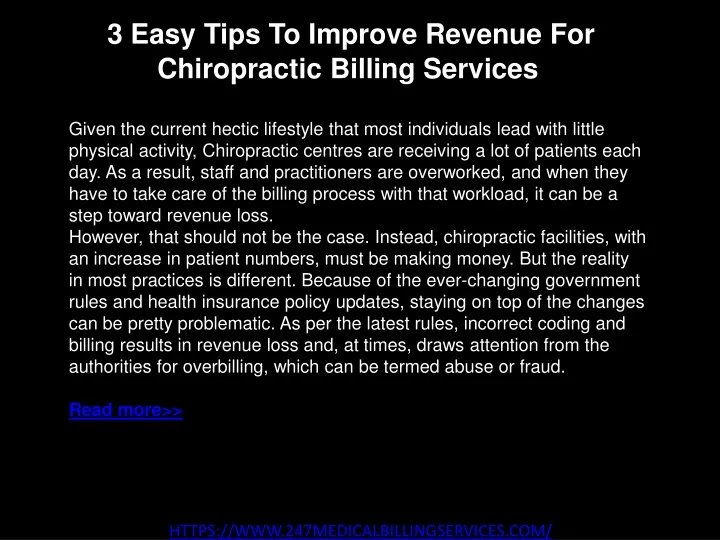 3 easy tips to improve revenue for chiropractic billing services