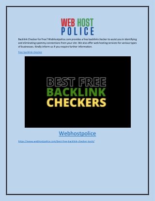 Free Backlink Checker Webhostpolice.com