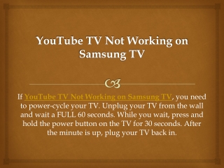youtube tv not working on samsung tv