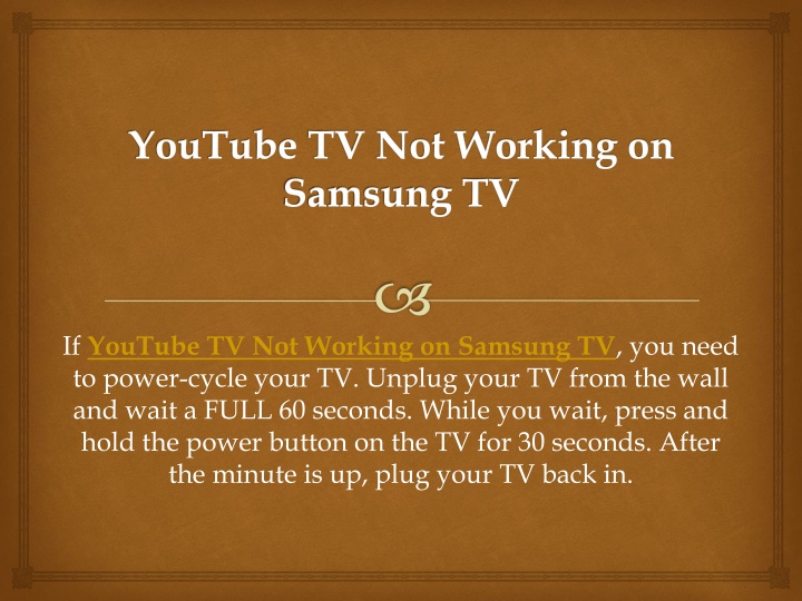 youtube tv not working on samsung tv