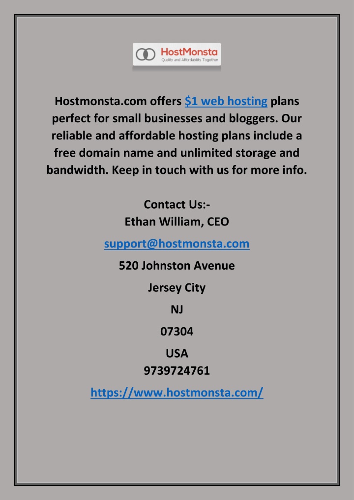 hostmonsta com offers 1 web hosting plans perfect