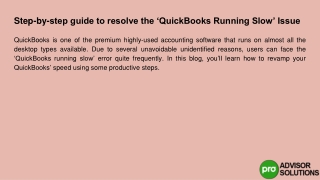 step by step guide to resolve the quickbooks running slow issue