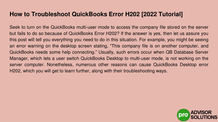 how to troubleshoot quickbooks error h202 2022 tutorial