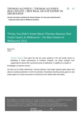 Melbourne News, Thomas Aloysius: Real Estate Offerings Worth Considering