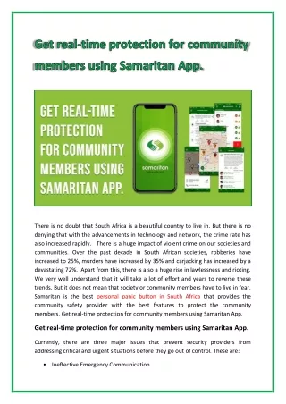 Get real-time protection for community members using Samaritan App.