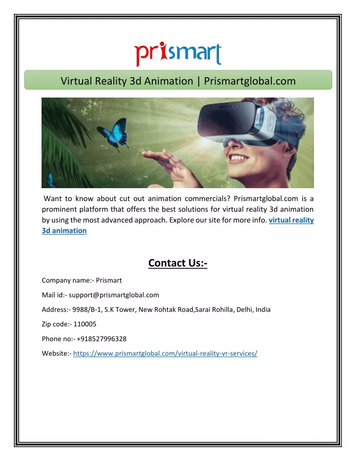 virtual reality 3d animation prismartglobal com