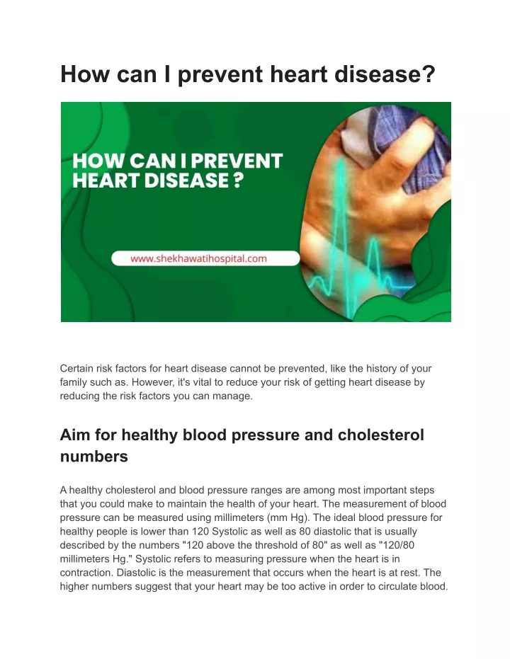 how can i prevent heart disease