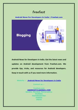 Android News For Developers In India  Freefast.com