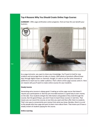 Top 4 Reasons Why You Should Create Online Yoga Courses