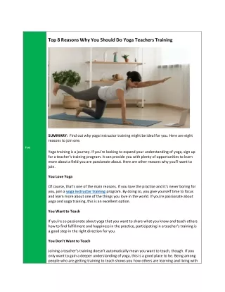 Top 8 Reasons Why You Should Do Yoga Teachers Training