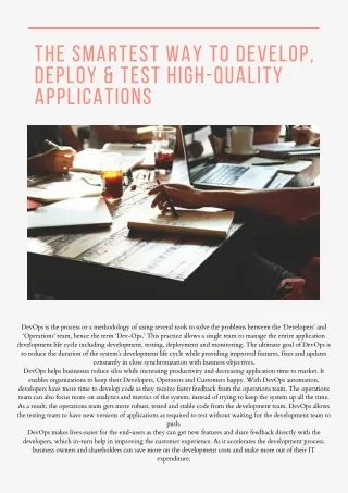 the smartest way to develop deploy test high