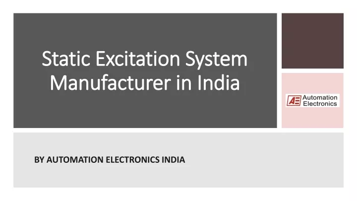 static excitation system manufacturer in india