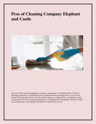pros of cleaning company elephant and castle