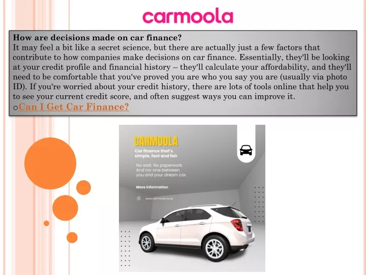 how are decisions made on car finance it may feel