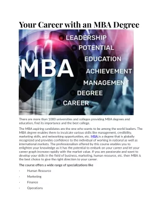 Your Career with an MBA Degree